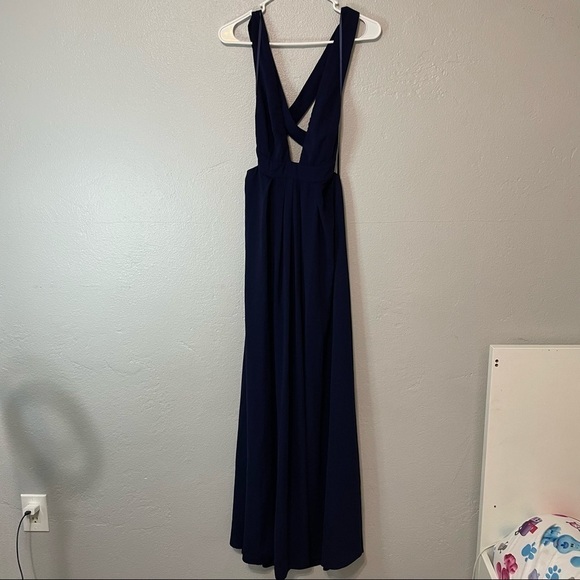 Jill Jill Stuart Navy Blue Plunge V- Neck Backless Maxi Gown​​​​ - Picture 3 of 10